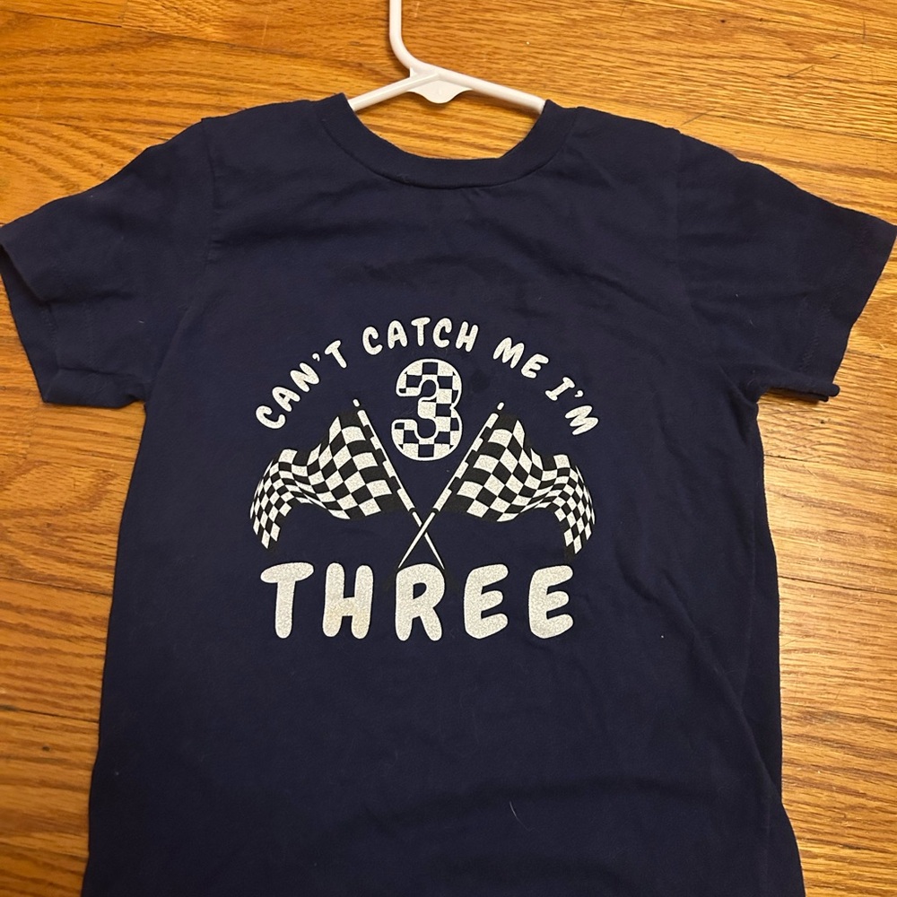 Navy Blue 'Can't Catch Me I'm Three' T-Shirt
